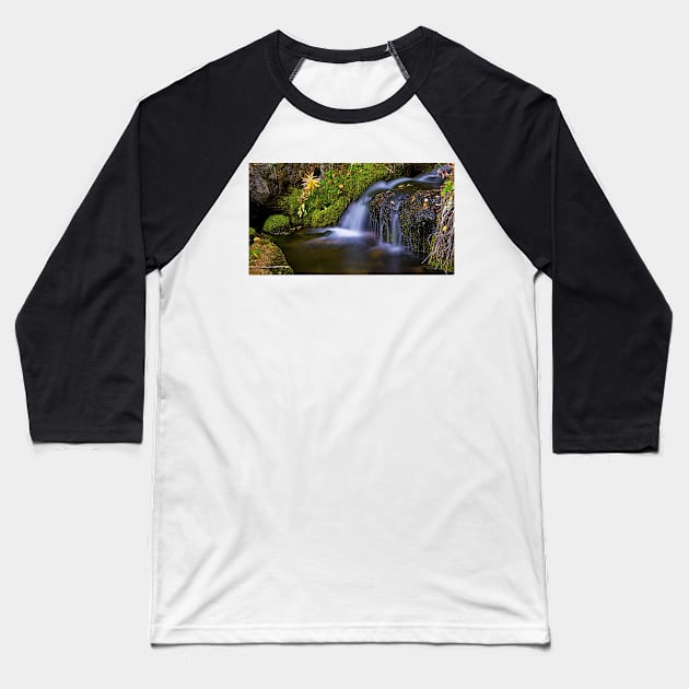 Alpine Waterfall Baseball T-Shirt by briankphoto